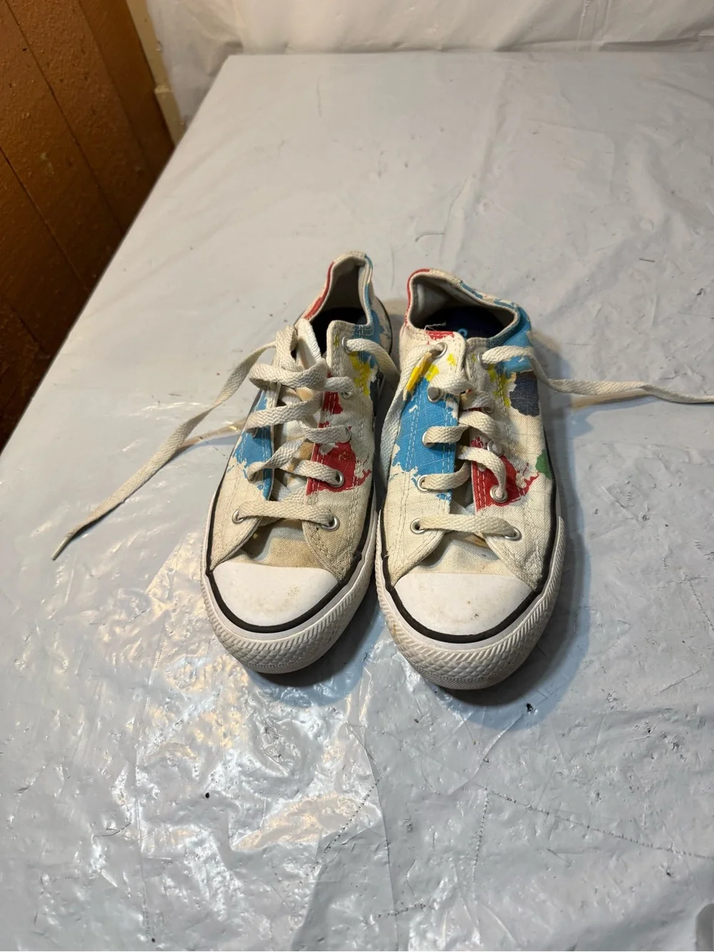 Converse All Star World Map print colorful sneakers Lace Up Shoes size 4